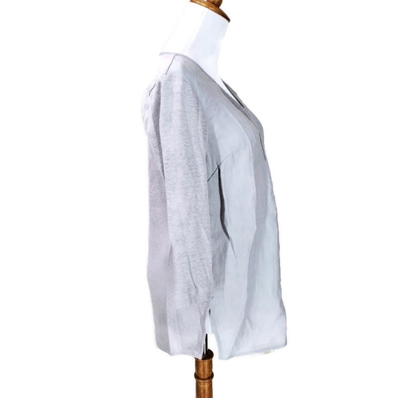 NWT J.Jill Love Linen 100% Linen Grey Pintuck Tunic 3/4 Sleeve Top SZ XS/P - Picture 4 of 13